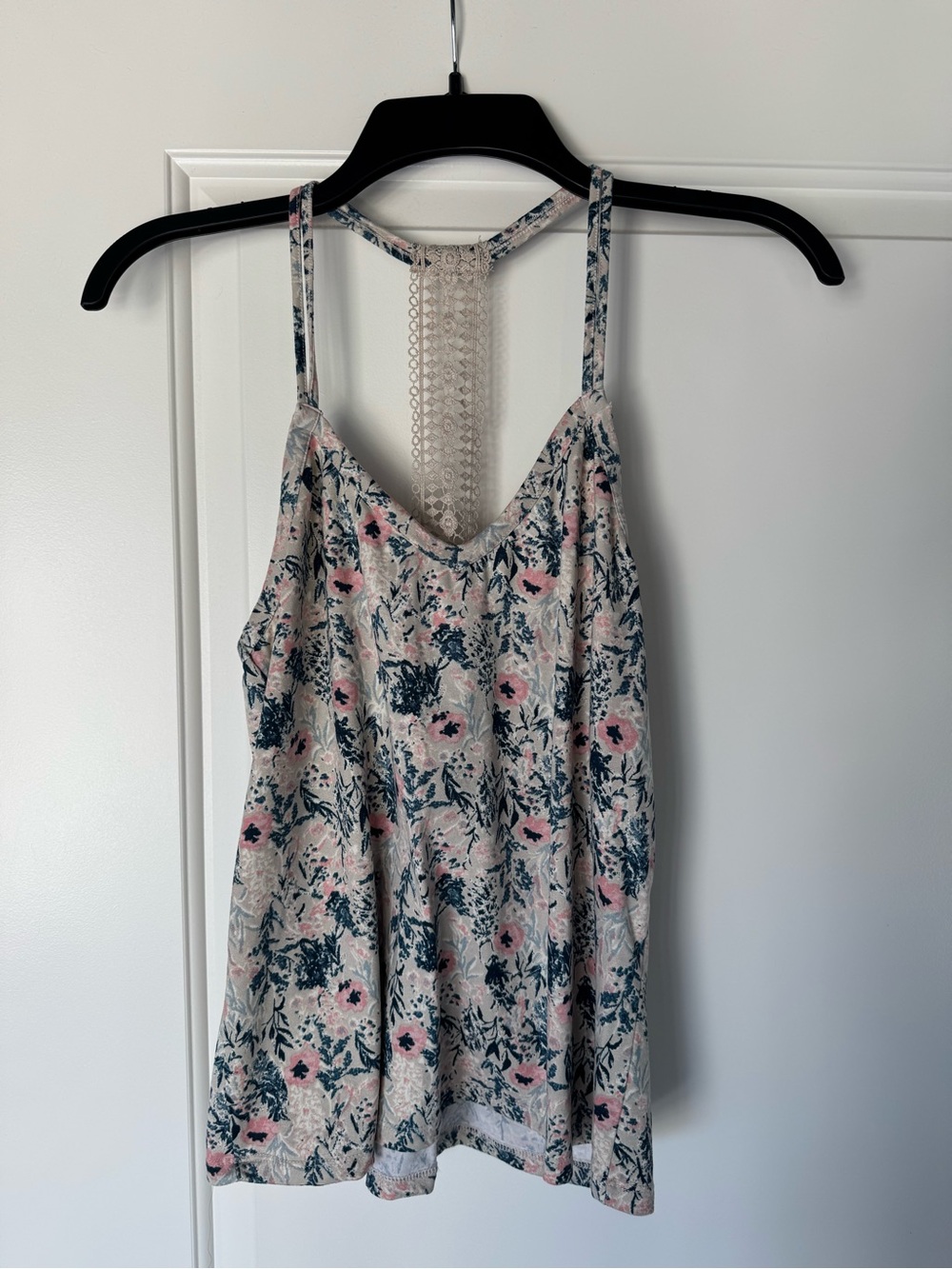 Lucky Brand Cream Floral Lace-Back Cami Tank and Leggings Pajama Set